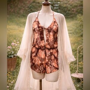 Lingerie Floral Semi Sheer Romper